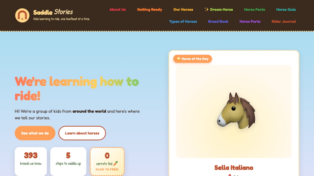 Saddle Stories kids horseback-riding site
