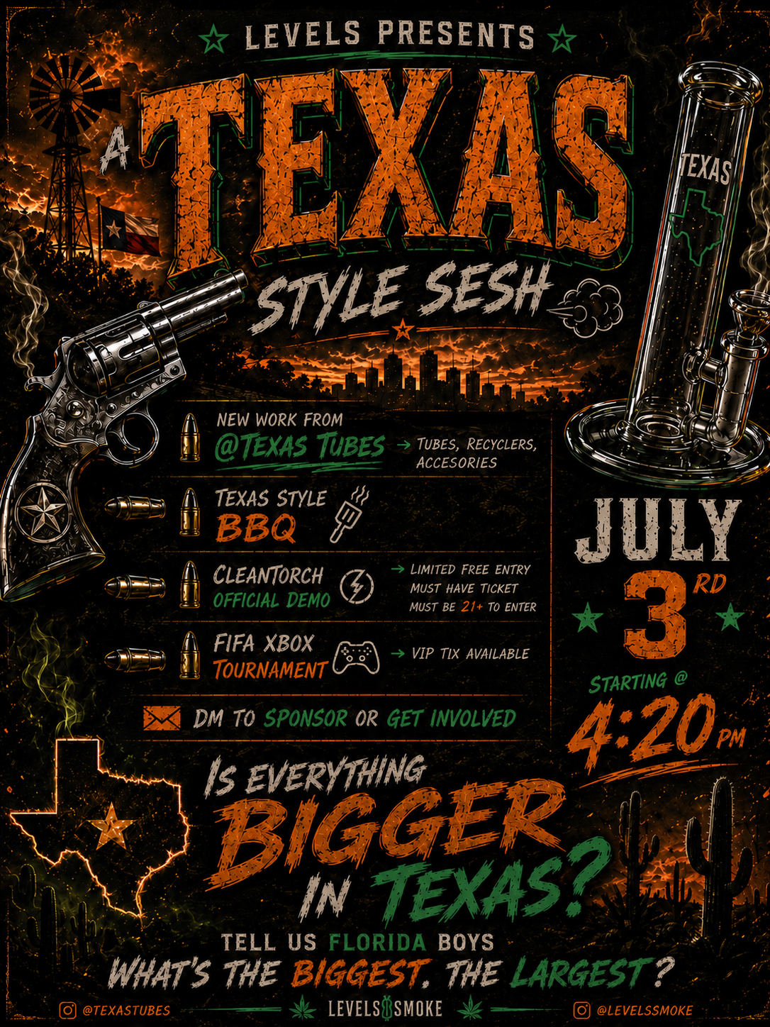 Levels Presents: A Texas Style Sesh — July 3, 4:20pm